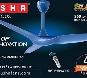 USHA 48 Inch, HELEOUS BLDC WITH REMOTE, CEILING FAN, IMPERIAL BLUE